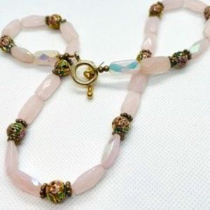 Gorgeous pink iridescent beaded choker